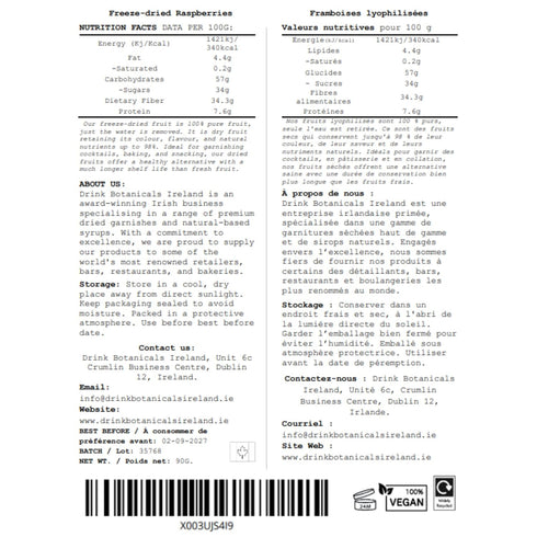 200 100% 3.17 oz 90 Freeze Dried Raspberries | Dried Bulk Raspberries | + Pieces | Natural | Gluten Free | Garnishing