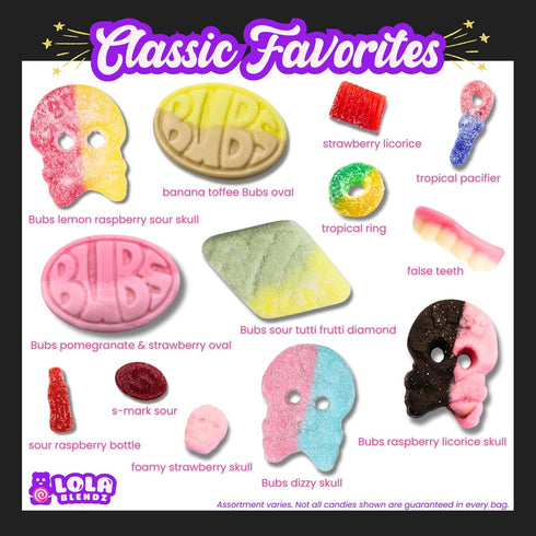 Pack, Gummy 0.5 LB Swedish Bubs Candy Mix Variety Licorice Dizzy Skull Candy from Sweden, Chewy Sweet & Sour Skalle