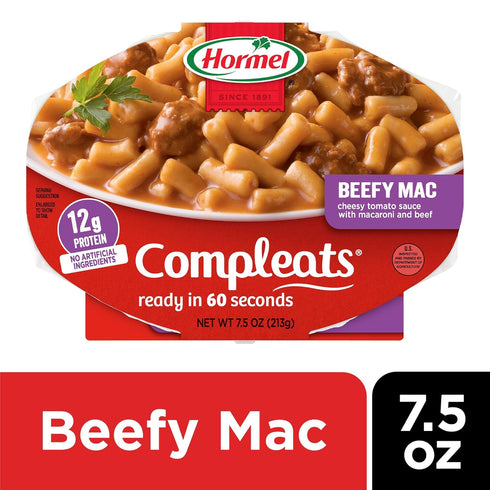 7.5 (Pack 7) HORMEL COMPLEATS Beefy Mac & Cheese Microwave Tray, Ounces