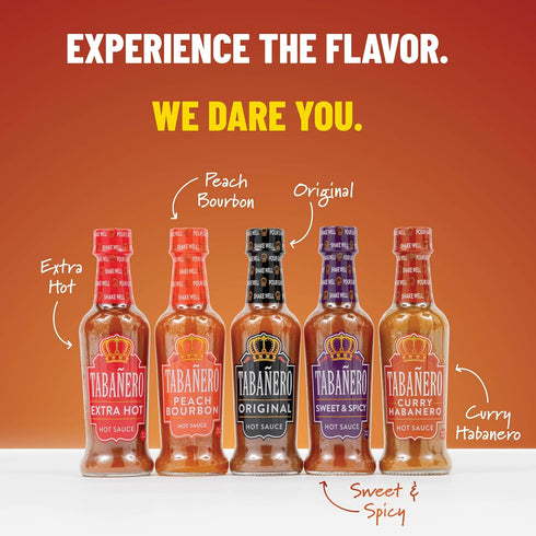 Set 5 Pack (5oz Tabanero Hot Sauces Gift - The Royal Family Collection, Variety Each), Includes Original, Extra Hot