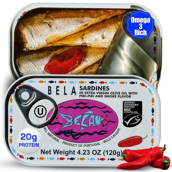 BELA Wild Caught Portuguese Sardines - Lightly Smoked and Marinated in Piri