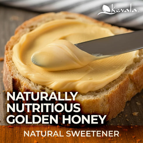 8 lb Kevala Raw Unfiltered Honey - Unprocessed Liquid Sweetener Harvested Without Pesticides, Bee-Friendly Harvesting