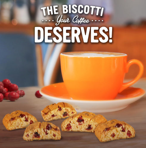 Cooper Street Twice Baked Orange Cranberry Biscotti Cookies - Light & Crispy Coffee Cookie Bites, 5oz, Kosher, Low