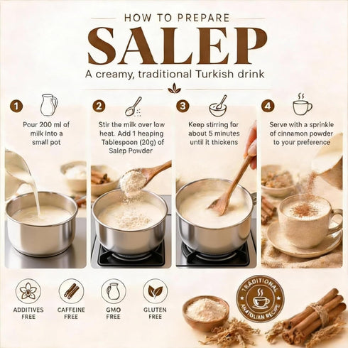 HANABADE 400 (14.1 oz) Turkish Salep Drink Mix, Traditional Ottoman Sahlep/Sahlab Recipe, Smooth & Thick Texture, Easy