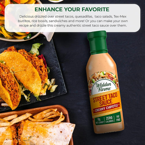 (12 oz 6) Walden Farms Street Taco Sauce Creamy Chipotle - Calorie-Free, Gluten-Free, Low Carb, Keto-Friendly