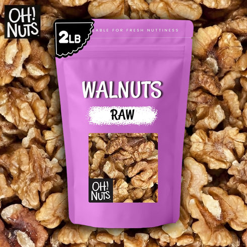 2lb Oh! Nuts Organic Raw Walnuts Bulk Bag - Unshelled Healthy Mix of Chandler Halves & Pieces - Fresh & Healthy Keto