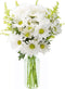 KaBloom - Bountiful Beauty Bouquet of Fresh White Daisies with Vase -