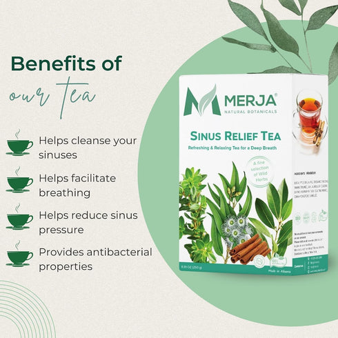 100% 250gr 8.82 oz (Pack 2) Merja Herbs Sinus Relief Tea - For Sinus Cleanse - Reduce Sinus Discomfort - Caffeine Free