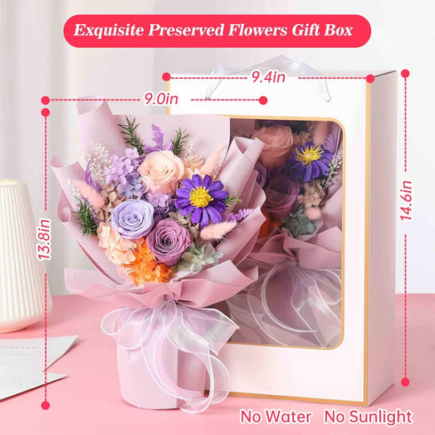 Jtoder Forever Flowers for Delivery, Preserved Flower Bouquets, Long Lasting Purple Roses, Gifts Bouquet for Mother