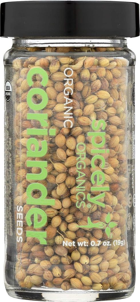 Spicely Organic Coriander Seeds Whole, 0.70 Ounce Jar, Certified Gluten Free