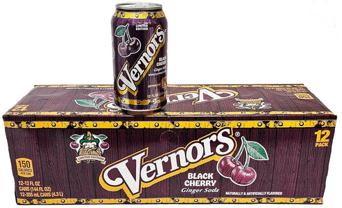 Vernors 12-fluid 12-count pack ginger ale (soda) Black Cherry flavored soda pop, ounce cans, fridge