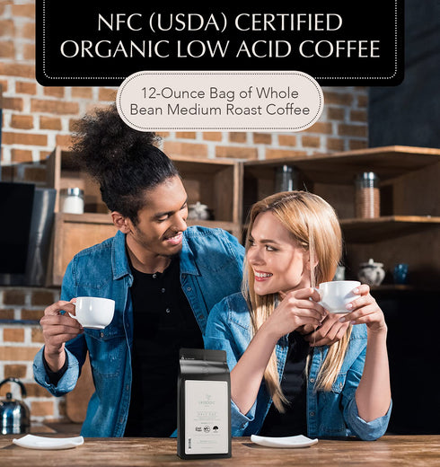12 Lifeboost Coffee Half Caff Ground Coffee - Low Acid Single Origin USDA Organic Coffee - Non-GMO Ground Coffee Third