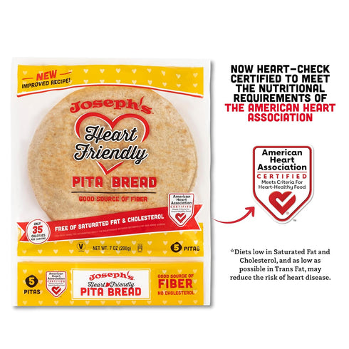 3g 6-Pack (5 Pack, 30 Joseph's Heart-Friendly Pita Bread, Net Carbs Per Serving, Per Pitas Total), Fresh Baked