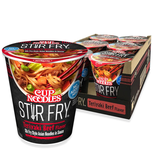 Nissin Cup Noodles Stir Fry Noodles in Sauce, Teriyaki Beef, 3 Ounce