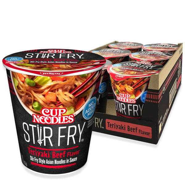 Nissin Cup Noodles Stir Fry Noodles in Sauce, Teriyaki Beef, 3 Ounce