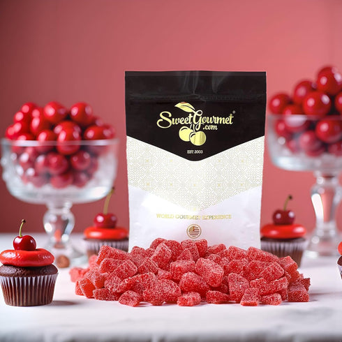 2.5 SweetGourmet Cherry Fruit Slices Sugar Coated Jelly Candy, Pound Bulk Bag