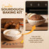 BAKERIA 9" Set Round Banneton Bread Proofing Basket with Starter Jar, Linen Liner, Bread Lame, Dough & Bench Scraper