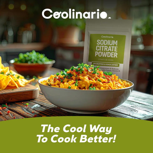 (4 Oz) Coolinario Sodium Citrate Powder pH Buffer & Emulsifier for Smooth Cheese, Sauces & Beverages | Enhances