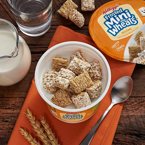 6 Kellogg's Breakfast Cereal, Frosted Mini Wheats, Single-Serve, Cups/Box