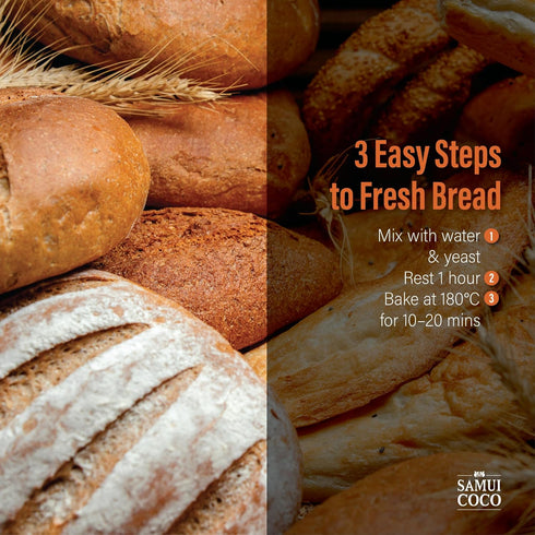 SamuiCoco 100g High Protein Bread Mix | Clean Eating, Easy Bake, No Sugar Added | Just Add Water & Yeast | Ideal
