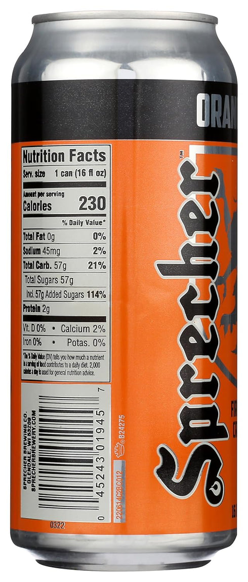 Sprecher 16 (Pack 12) Orange Dream Soda, Kosher, Gluten Free, Fluid Ounce