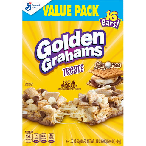 Pack, 16 16.96 oz (Pack 4) Golden Grahams Cereal Treat Bars, S'mores, Snack Bars, Value Ct