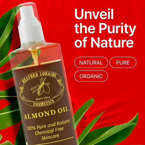 Heather Loraine 16 Oz Almond Oil, Single-Ingredient Carrier Oil for Face, Hair & Body, Fragrance Free, Fl