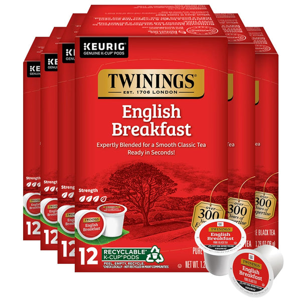 Twinings English Breakfast Black Tea 72 K-Cup Pods for Keurig, 12 Count