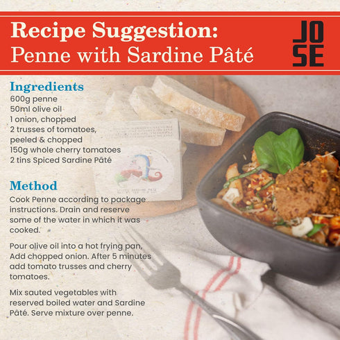3, 75g Pack 8 Canned Spiced Sardine Pat by Jose Gourmet, Wild Caught Portuguese Sardines, Canned Fish Pat, Omega Fair