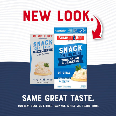 Pack 8g Tuna,(Pack 3) Bumble Bee Snack On The Run Original Tuna Salad with Crackers Kit - Ready to Eat Protein Snack