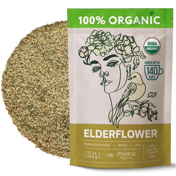 Elderflower Tea (10oz.) - Organic Dried Elderflowers - Elder Flowers Dried Herbs,