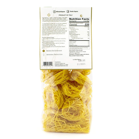 340g 1 Pack) Giusto Sapore Classic Tagliolini All'Uovo Italian Egg Pasta Nest - - Premium Bronze Drawn Durum Wheat
