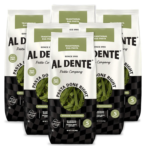 Al Dente Spinach Fettuccine All-Natural, Hand-Crafted Egg Pasta. Delicious and Versatile -
