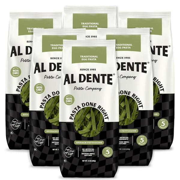 Al Dente Spinach Fettuccine All-Natural, Hand-Crafted Egg Pasta. Delicious and Versatile -