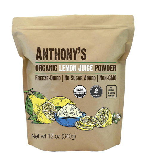 Anthony's Organic Lemon Juice Powder, 12 ounce, Freeze-Dried, Cold Pressed, No Sugar