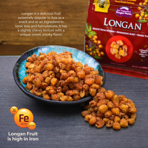 Dragon Herbs Longan 6 oz Bag - Dried Fruit Supplement for Skin, Beauty, Sleep, Mood, Stress, Memory, Heart
