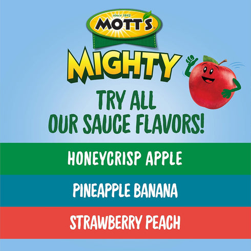 3.2 Oz 48 Count (4 Packs 12), Mott's Mighty Honeycrisp Apple Applesauce, Clear Pouches, of No Sugar Added, Good Source