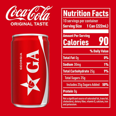 Pack 7.5 oz, 10 Pack Coca-Cola Soda Soft Drink Fridge Mini Cans, fl