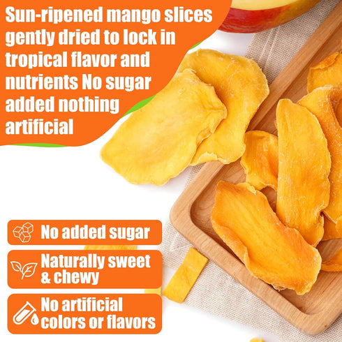Nahasahr 36oz (2.25 lb) Dried Mango Large Bulk - Soft and Chewy Mango Slices, Natural Fruit Snack, Resealable Bulk Bag