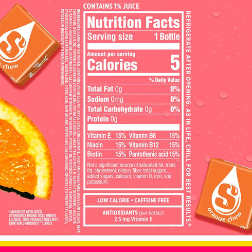 17 oz (Pack 12). Sparkling Ice STARBURST Orange, Zero Sugar Flavored Sparkling Water, with Vitamins and Antioxidants