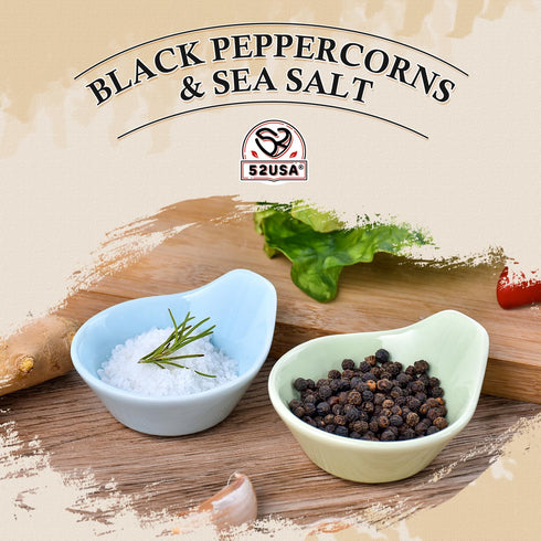 52USA 12 oz 2 lbs, Black Peppercorns and Coarse Sea Salt Salt and Pepper for Grinder Refill, Whole Peppercorns
