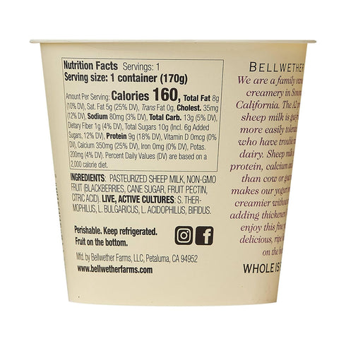 Bellwether Farms 6 OZ Blackberry Sheep Milk Yogurt