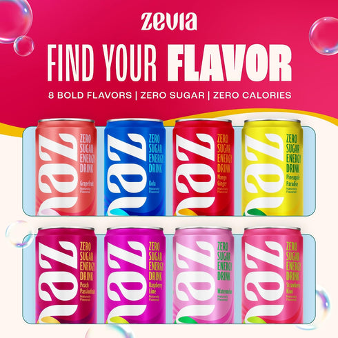 12 oz (12-Pack) Zevia Zero Sugar Energy Drink, Mango Ginger, Cans Naturally Sweetened, Zero Calorie Sugar Free Energy