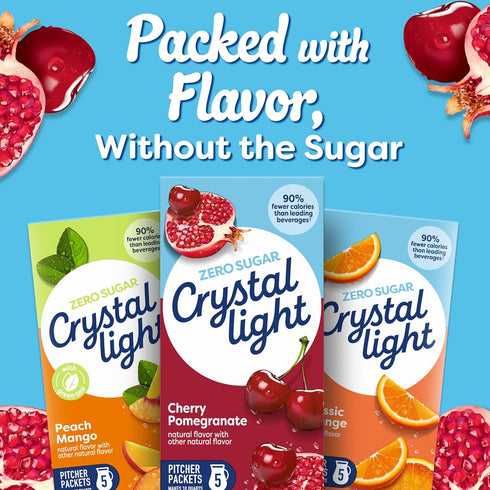 Packets, 10 2.2 Oz (Pack 6) Crystal Light Zero Sugar Cherry Pomegranate Drink Mix, Naturally Flavored Powdered Beverage