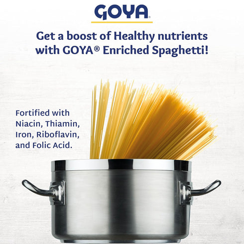 Pack 2 (16 oz Goya Spaghetti Pasta, of Bags) Enriched Durum Wheat Noodles for Classic Italian Dishes, Latin-Inspired
