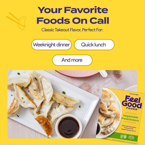 10oz Frozen Feel Good Foods Vegetable Potstickers Dumplings with Tamari Dipping Sauce, Gluten Free