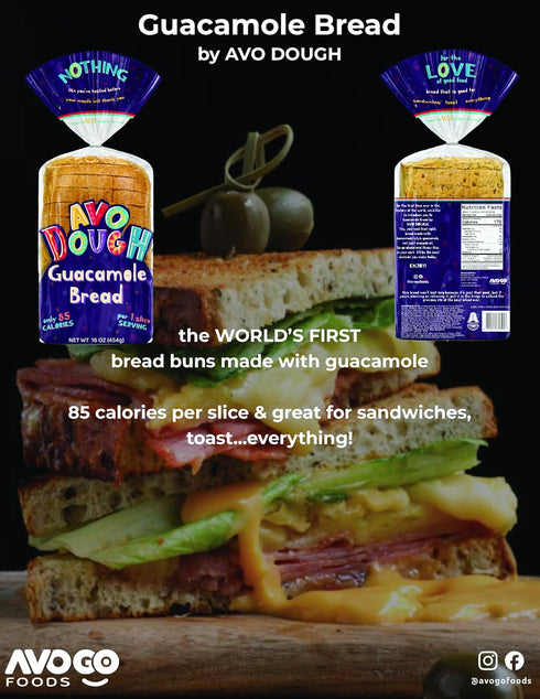 AVO DOUGH 85 6 (1-pack, World's First Guacamole-Infused Bread, Only Calories and Grams of Protein Per Serving Bread)