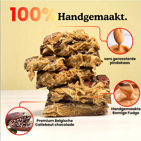 Dubai Chocolates 17% (220g 7.76 oz) Peanut Butter Fudge Bar: Decadent Chocolate with Crunchy Peanut Butter Cream