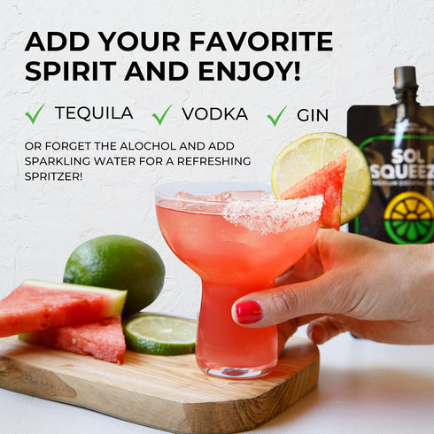 2-Serving 6 Pack SOL SQUEEZE Watermelon Cocktail Mix - Organic, Vegan, and Portable Pouch with Real Fruit Blend