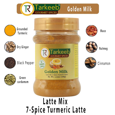 Tarkeeb Golden Milk 7-Spice Turmeric Latte Blend, All Natural, Caffeine-Free, Vegan, Gluten-Free, 3.53oz